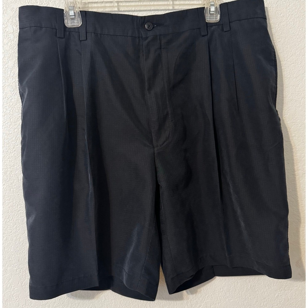 Turnbury Mens Pleated Golf Shorts Size 40 Black Poly Rayon‎ Blend Casual